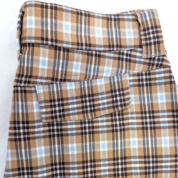 Hollister	| High Rise Baggy Fit Brown Tan Plaid Trouser Pants | Size 26 - Picture 3 of 11
